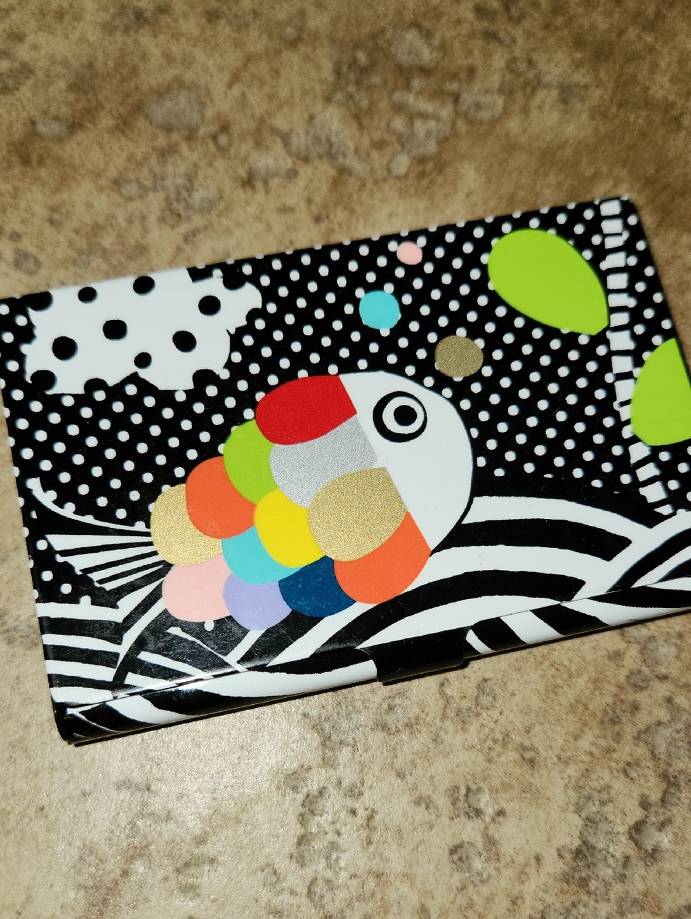 Pylones Paris Metal Colorful Fish Card Case - Polka Dot Graphic